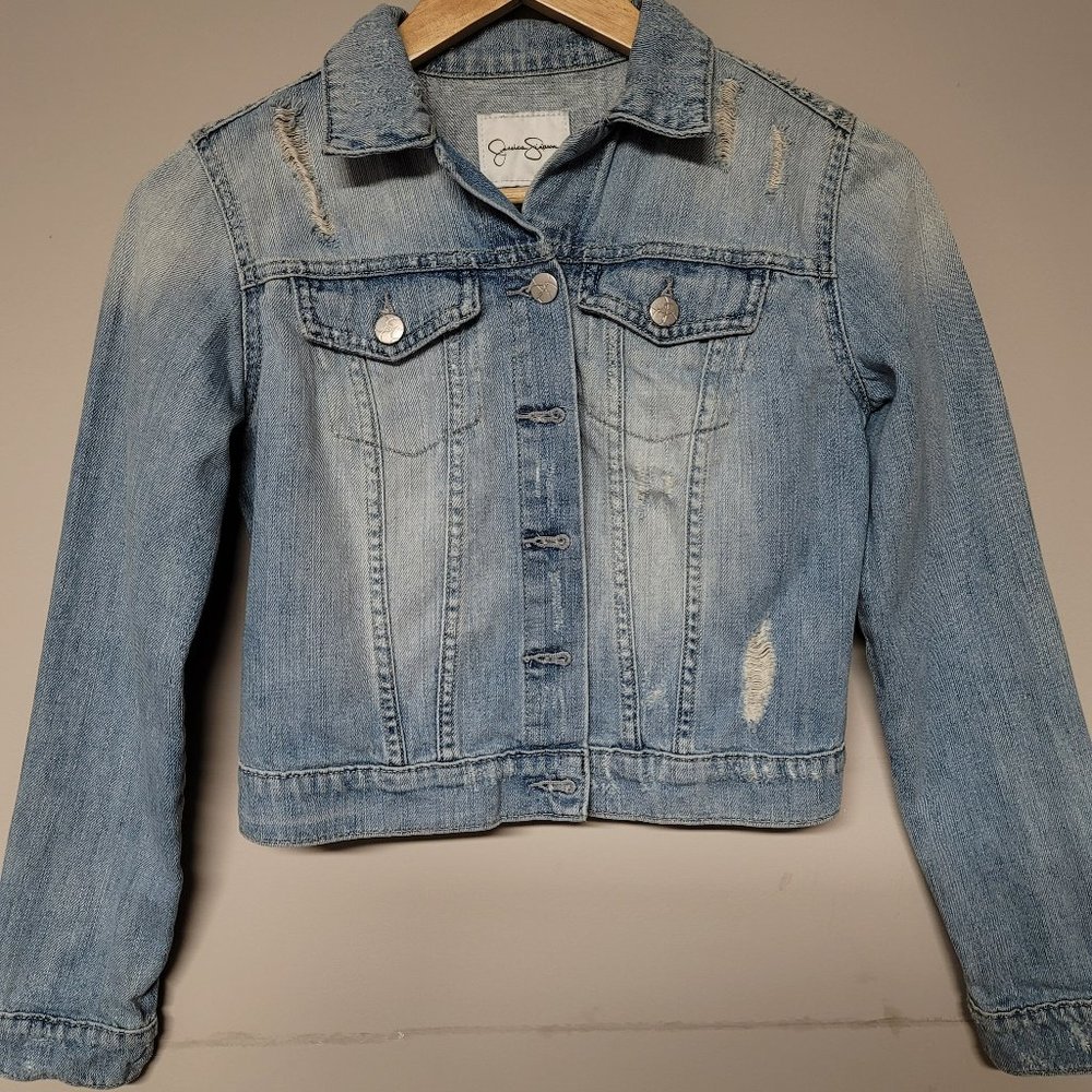 Jessica Simpson jean jacket size XS long sleeves waist lenght
